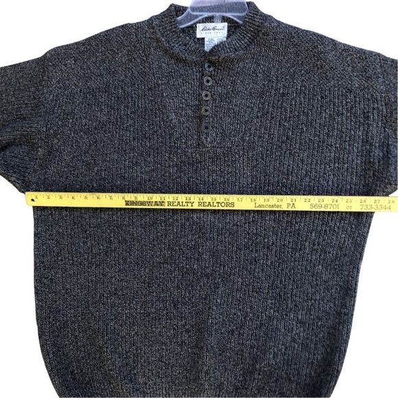 VTG Eddie Bauer Henley Fisherman Sweater Mens Sz XL Chunky Marled Knit USA - Picture 8 of 10